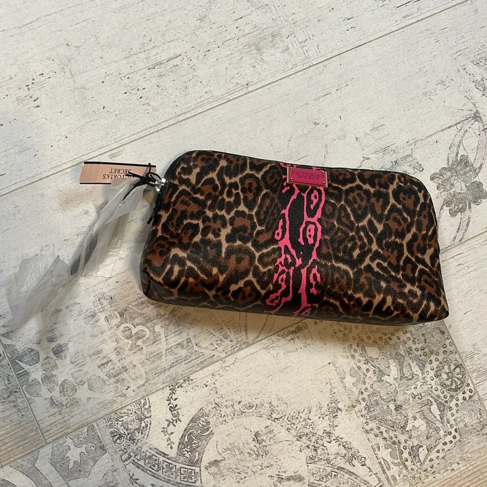 Victoria's Secret Leopard Print and Pink Cosmetic Bag